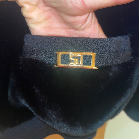 St John Vintage Womens Jacket Size Large Black Bomber Pockets Casual Faux Fur - Picture 8 of 16